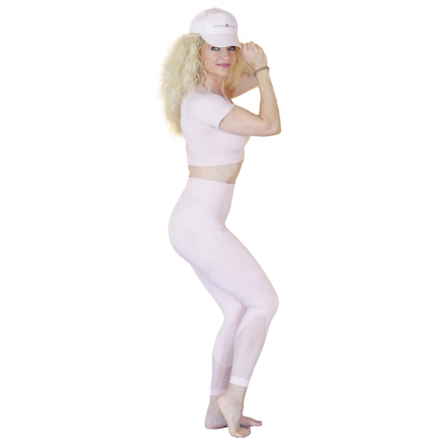 Aniko in a wide-legged yoga pose